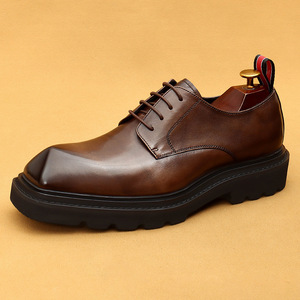 Zapatos Oxford de Vestir con Cordones, Punta en Pico, de Cuero Genuino Marrón, para Todas las Temporadas, con Suela de Goma, Envío Directo - Product Image 2