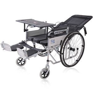 Fauteuil roulant manuel inclinable, entièrement pliable, à quatre roues, avec fonction toilette, dossier haut, pour personnes âgées et handicapées - Product Image 3