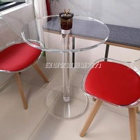 S Table d'appoint Table basse en acrylique Petite table ronde en acrylique assemblée transparente moderne
