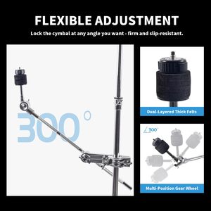 AOOLOO Support de bras de cymbale en métal, pince de fixation en L, bras d'extension réglable et pliable pour instrument de percussion - Product Image 5