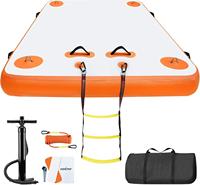 Plateforme flottante gonflable en PVC durable Verda, couleur bois, capacité 100-500 kg, pour lac, rivière, mer, design Drop Stitch, certifiée CE