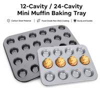 Moule à mini-cupcakes 24 cavités, antiadhésif, en acier au carbone, pour muffins