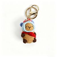 Porte-clés animal en crochet fait main Amigurumi, vente en gros, pendentif jouet Capybara tricoté Kawaii, breloque de sac Capibara en fil, poupée porte-clés