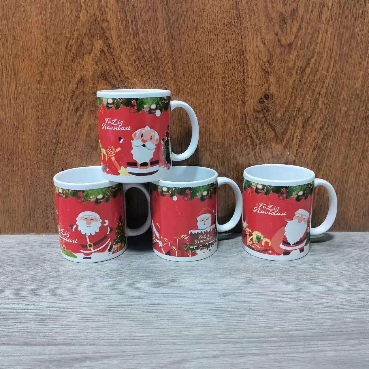 Taza de café de Navidad tazas de cerámica de Navidad tazas de alta calidad con diseño de árbol de Navidad ciervo Santa