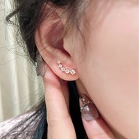 Boucles d'oreilles en argent S925 avec moissanite, boucles d'oreilles courbées en forme de sourire cinq étoiles, accessoires d'oreille haut de gamme pour bijoux féminins