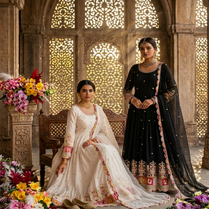 Elegante Traje Anarkali para Mujer, Chiffon, Dupatta Bordada, Salwar Kameez, Traje Tradicional para Fiesta o Boda - Product Image 1