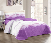 Ensemble de literie King Size 4 pièces, couvre-lit matelassé avec drap-housse et 2 taies d'oreiller