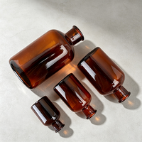 Bouteilles d'apothicaire en verre ambré, corps rond, bocaux à large ouverture avec couvercle en liège pour huiles essentielles, teintures végétales, médicaments, cosmétiques, bricolage