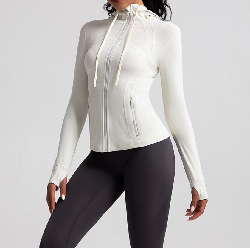 Women's Lightweight Solid Yoga Sports Top Quick-Drying Running Fitness Suit Zipper Jacket Slimming Yoga Fitness