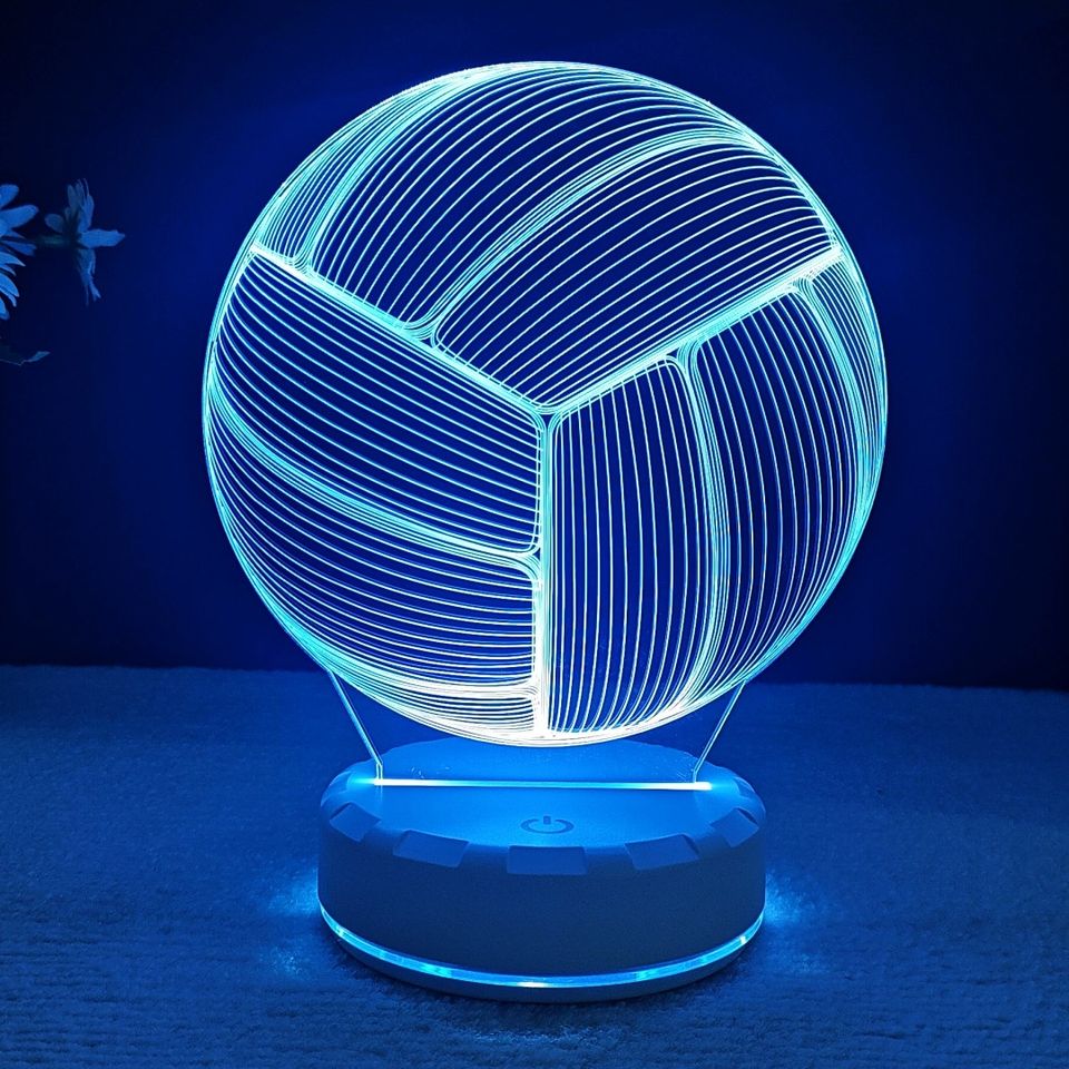 Control remoto LED de fútbol en forma de voleibol 3D y luz nocturna regulable con grifo y Base de carga de 16 colores para regalos de niños