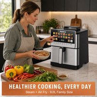 Friteuse à air électrique multifonction en acier inoxydable sans huile pour usage domestique, 20 fonctions en 1, économie d'énergie, friteuse vapeur