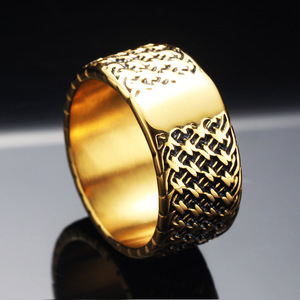 New vintage punk mesh woven stainless steel <b>ring</b> interwoven titanium steel band minimalist <b>men</b> daily wear jewelry wholesale - Product Image 2