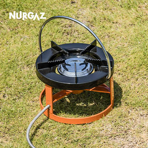 Réchaud de camping portable NURGAZ, brûleur à gaz 130x180mm, design orange vibrant, compatible cartouche plate - Product Image 1