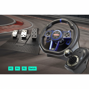 Volant de course de jeu M111 à retour de force pour console et PC avec pédales réglables, idéal pour les simulateurs de course et les centres de jeu - Product Image 1