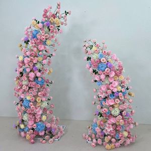 Arche florale en corne de cerf bleu poudré et rose rêveuse, support de fleurs artificielles pour cérémonie de mariage et toile de fond de scène de fête, durable - Product Image 2