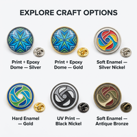 Épinglette personnalisée en acier inoxydable ronde avec impression couleur intégrale et dôme en époxy |   Fabricant de badges avec logo d'organisation caritative OEM