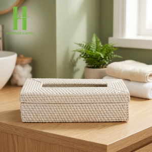 Natural Handcrafted Modern Square Rattan <b>Tissue</b> Box Cover Hand Woven Wicker <b>Tissue</b> Holder Metal Home <b>Wedding</b> Wholesale Available - Product Image 1