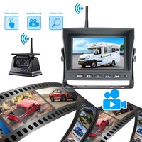Caméra de recul sans fil avec écran double IPS de 5 pouces, enregistrement en boucle, mode veille, alimentation solaire de secours pour camping-car, caravane, fourgon