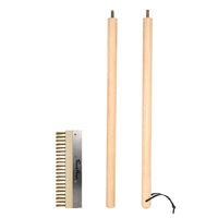 Outils de four à pizza manche en bois brosse de four tête de brosse détachable pour le nettoyage avec grattoir en acier inoxydable