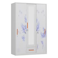 Armoire en métal d'usine personnalisée armoire à 3 portes armoire à vêtements maison chambre tiroir placard avec miroir