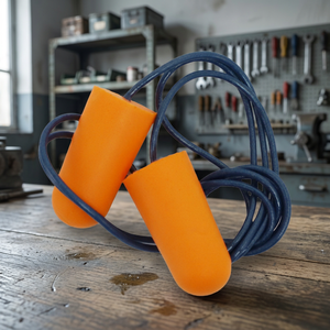Bouchons d'oreilles jetables de qualité supérieure Rips NRR 32dB en mousse TPR PU orange avec cordon, confortables à porter, protection auditive - Product Image 2
