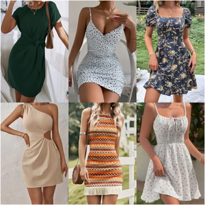 Vente en gros – Nouveautés Été 2026 : Robes Décontractées Col V pour Femmes, Tops en Polyester/Coton Assortis, Tailles Mixtes, Vêtements d'Occasion de Marque - Product Image 1