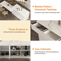 Armoire de rangement de cuisine moderne écologique sur mesure, conçue en 48 heures, avec comptoir en marbre, laque blanche carrée en MDF, fabriquée en Chine