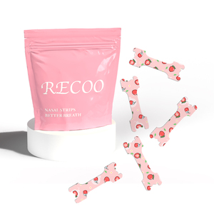 Bandes nasales respiratoires personnalisées sans latex hypoallergéniques roses pour dormir, faire du sport et réduire le ronflement - Product Image 1