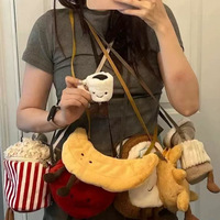 Sac à bandoulière en peluche EZBABY Ours, avec fermeture éclair, en matériau court rembourré d'éponge, 31-50cm, accessoire de mode pour jeunes femmes, sac anti-poussière