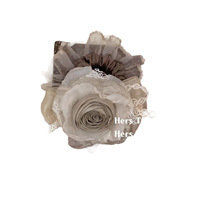 Élastique à cheveux en organza rose, style coréen, avec fleur en dentelle, fait main, grande taille, pour queue de cheval