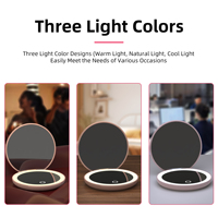 Miroir de maquillage miniature portable avec LED rechargeable par USB, pliable, double face, miroir de poche cosmétique rond HD pour femme, fille