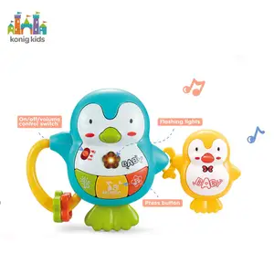 Konig Crianças Novo Produto Pinguim De Plástico Bonito Com Luzes & Música Brinquedos Do Bebê Musical Educacional Precoce