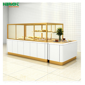 Vitrina Exhibidora de Panadería Moderna y Lujosa con Marco Dorado, Puertas de Vidrio y Base de Almacenamiento para Supermercados y Tiendas de Comestibles - Product Image 6