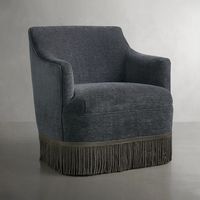 Fauteuil d'appoint de luxe unique en son genre, rembourré en velours de haute qualité avec pompons.