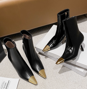 รองเท้าบูทผู้หญิงแบบส้นสูง 7 ซม./9 ซม. แบบมันเงา/ด้าน รุ่นปี 2025 ส้นเข็ม สไตล์ตะวันตก - Product Image 4