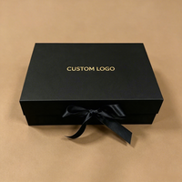 Boîtes cadeaux en papier magnétique rectangulaires de luxe noires pour bébé, pliables, en carton, avec logo, grand format A5, finition mate