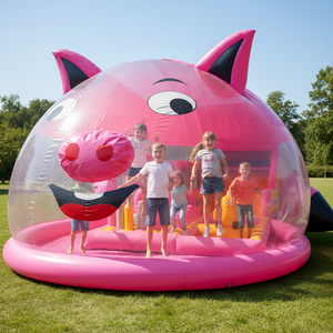 Castillo Inflable Comercial, Económico y Divertido, con Diseño de Cerdo, Combinación de Brincolín y Zona de Escalada - Product Image 3