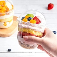 Internet Celebrity Bobo Cup Met Deksel Transparant Wegwerp Plastic Beker Voor Room Cake U-Vormige Fruitcontainer