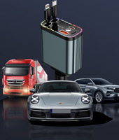 120W USB C éclairage charge rapide 4 en 1 chargeur de voiture rétractable 2 câbles pour voiture universelle lumière ambiante Auto toit étoile lumière