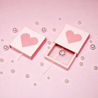 Boîte cadeau en forme de cœur rose avec sac assorti, logo personnalisé, pour la Saint-Valentin, emballage pour bagues, colliers, boucles d'oreilles