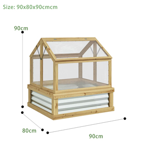 Wooden Metal <b>Raised</b> Garden <b>Bed</b> Polycarbonate Greenhouse Dual Adjustable Lift-Up Roof Vents Cold <b>Frame</b> Planter Outdoor Home - Product Image 6