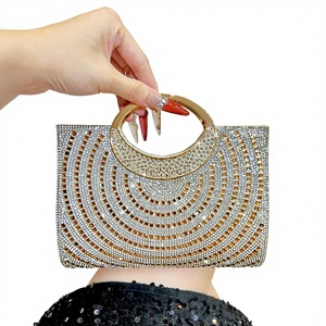 New Cross-border Ring <b>Clutch</b> Evening Daily Use Bag Shiny Chain Magnetic Buckle Polyester Women's Handbag Tanjing - Product Image 6