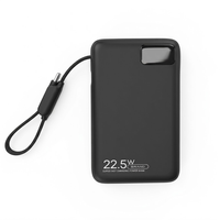 Batterie externe 10000 mAh à charge rapide, cellule semi-solide, écran TFT, prise en charge de l'accès aux données, mode de charge au goutte-à-goutte, câble intégré
