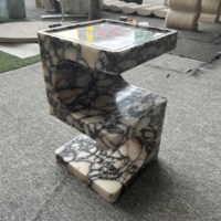 Table d'appoint en marbre Calacatta Viola d'Italie en forme de C, fabricant chinois, meuble pour salon, table d'appoint de canapé, vente en gros