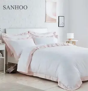 SANHOO, оптовая продажа, гостиничный домашний текстиль, простой белый комплект постельного белья