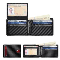 Portefeuille homme minimaliste en nylon souple en fibre de carbone avec blocage RFID, court, 12 cartes, 2 fenêtres d'identification, fente pour billets, porte-cartes de crédit