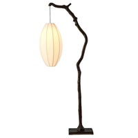 Lampu Lantai Zen Gaya Cina Baru Kap Lampu Kain Antik Lampu Hemat Energi Kontrol Tombol Lampu Hangat untuk Ruang Tamu/Kamar Tidur