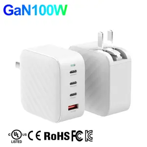 Gan Desktop 4 Port Fast Quick Foldable Phone Laptop Eu Uk Au Us Pd3.1 Pd Qc Usb Type c Multi Usb-c Usbc 100w Wall Charger