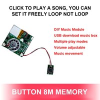 Módulo de sonido para tarjeta de felicitación con control de botón de fábrica, activación USB, grabación MP3, altavoces PCB grabables, descarga USB, personalizable