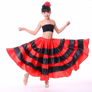 Disfraz de actuación infantil para el 1 de junio, capa de baile de torero para niña, falda tutú de poliéster sin mangas para baile latino con gran vuelo - Product Image 3